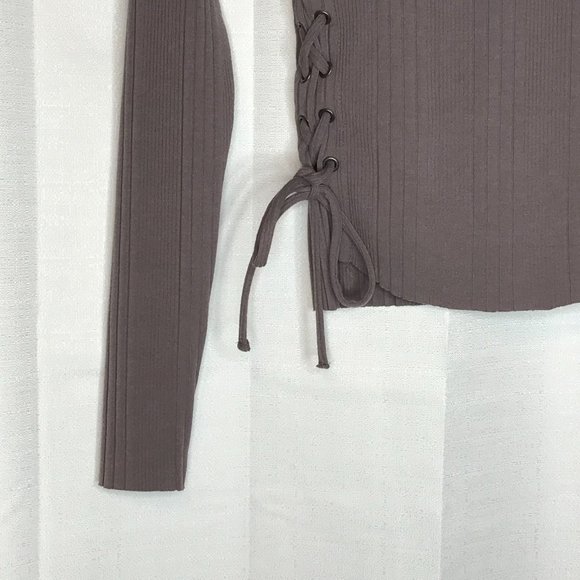 Forever 21 Side Ties Blouse Sweater Top Long Sleeve Taupe Medium - Picture 10 of 11